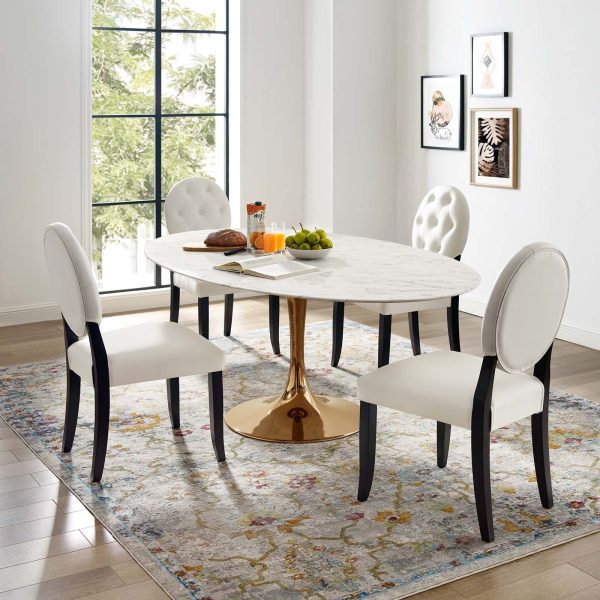 Lippa 78" Oval Artificial Marble Dining Table