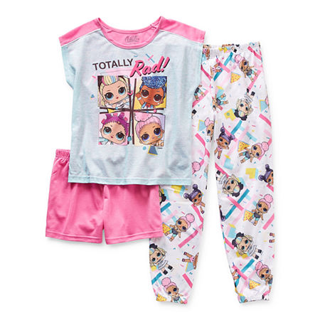 Little & Big Girls 3-pc. LOL Pant Pajama Set, 4 , Pink
