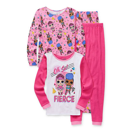 Little & Big Girls 4-pc. LOL Pant Pajama Set, 4 , Pink