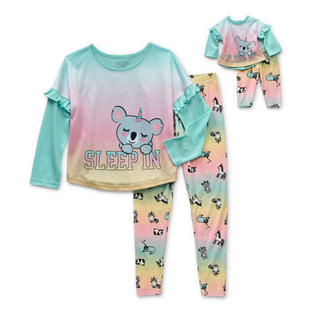 Little & Big Girls 4-pc. Pant Pajama Set, 4 , Blue