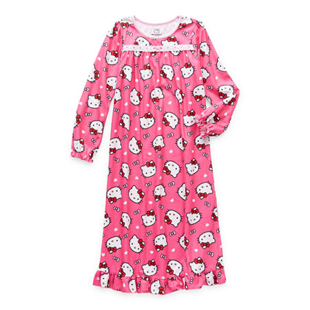Little & Big Girls Hello Kitty Long Sleeve Round Neck Nightgown, 4 , Pink