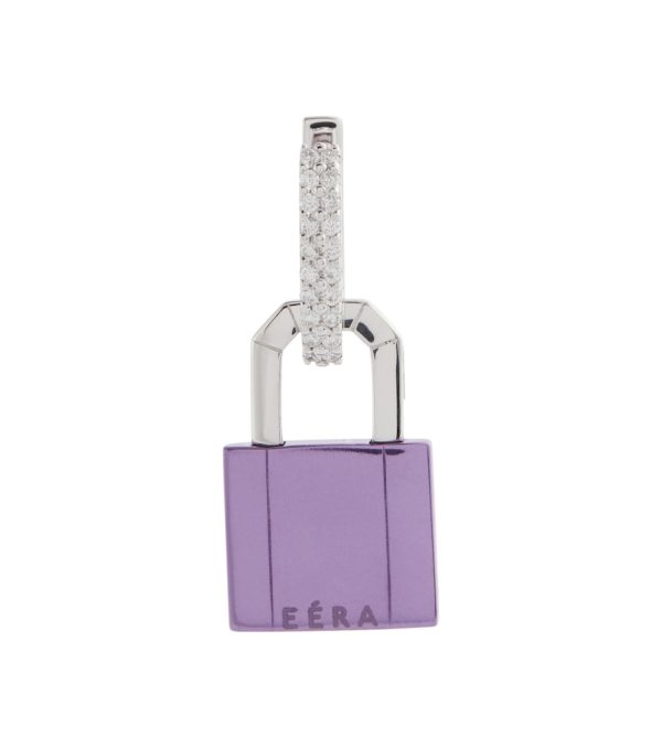Lock Small 18kt white gold single earring with diamonds