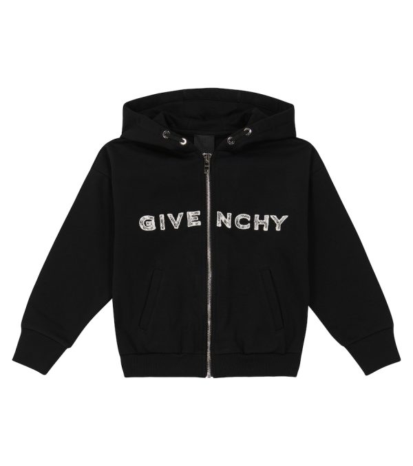 Logo cotton-blend zip-up hoodie