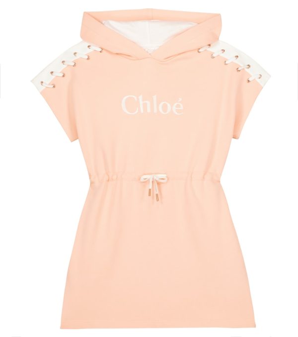 Logo cotton hoodie dress