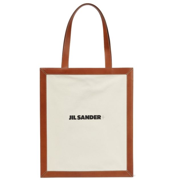 Logo leather and canvas tote