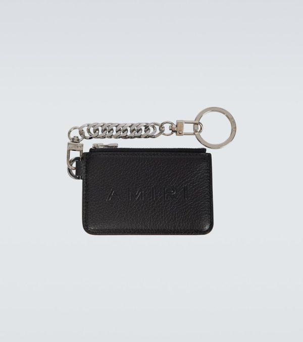 Logo leather wallet with keyring