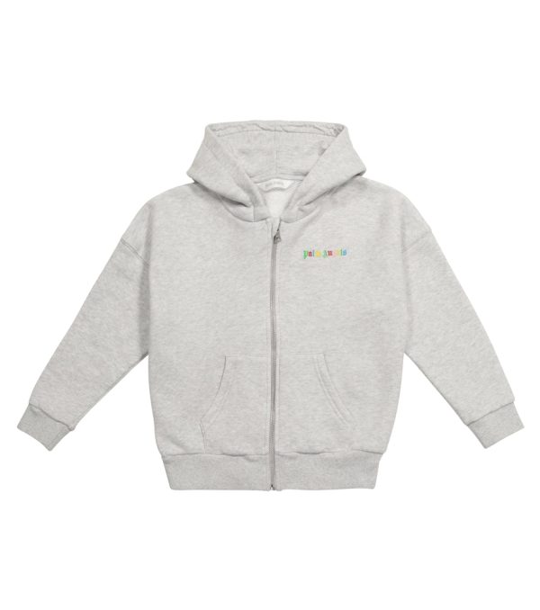 Logo zip-up cotton hoodie