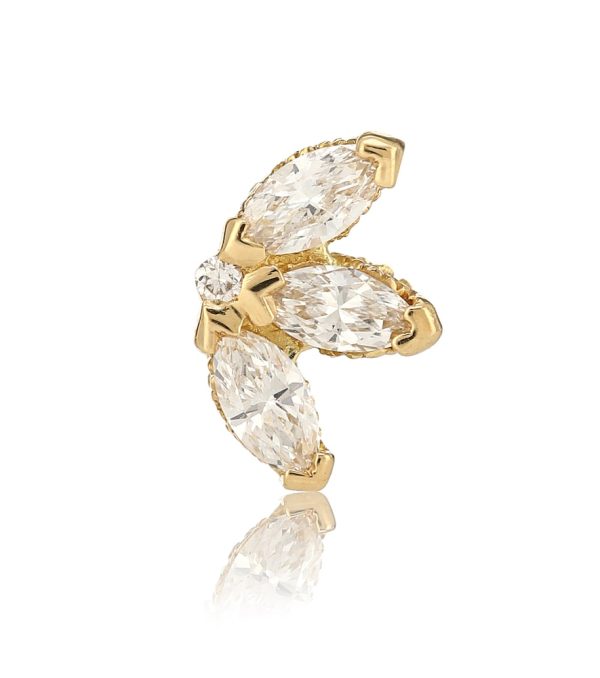 Lotus 18kt yellow gold single earring with diamonds