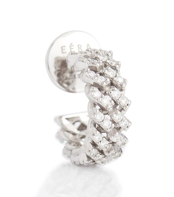 Mini 18kt white gold single earring with diamonds