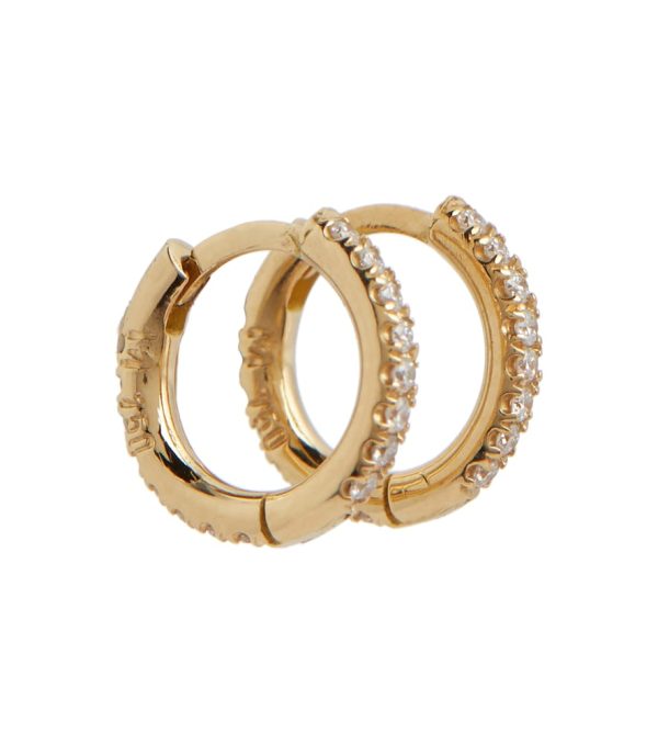 Mini 18kt yellow gold hoop earrings with diamonds