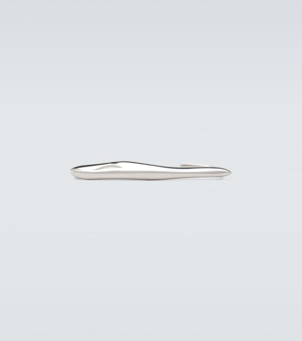 Molten silver-tone top bar cuff