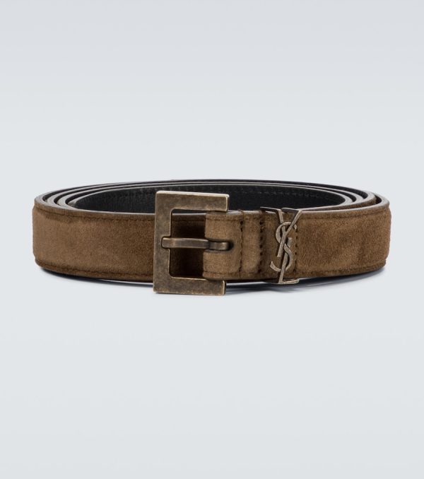 Monogrammed suede belt