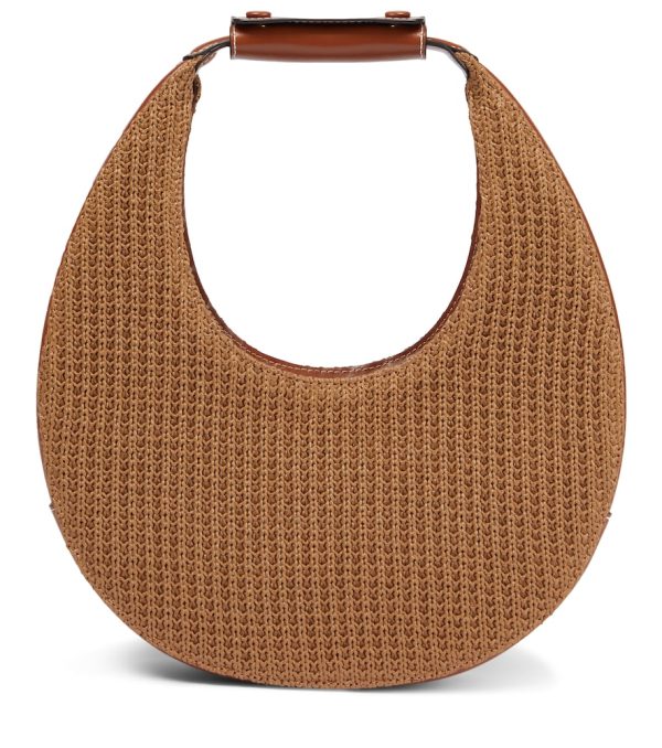 Moon raffia-effect tote