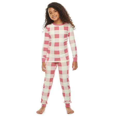 North Pole Trading Co. Nordic Buffalo Little & Big Girls 2-pc. Christmas Pajama Set, 14 , Pink