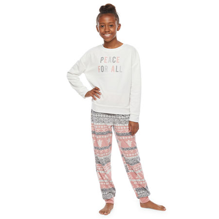 North Pole Trading Co. Nordic Fairisle Little & Big Girls 2-pc. Christmas Pajama Set, Large , Pink