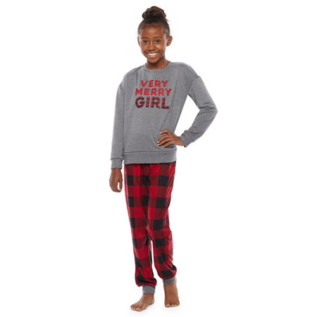 North Pole Trading Co. Very Merry Girls 2-pc. Christmas Pajama Set, Large (14.5/16.5) Plus , Red