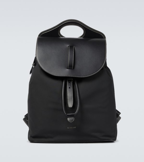 Nylon and leather Pocket backpack