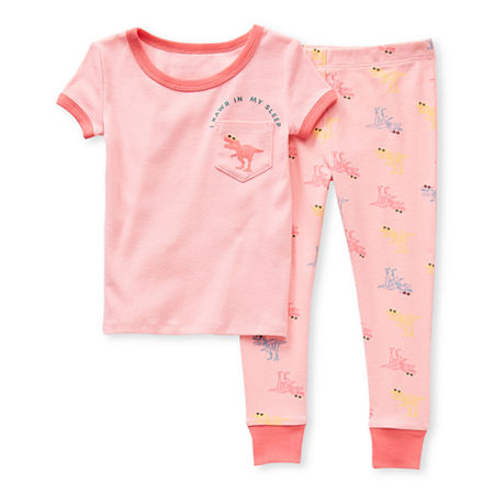 Okie Dokie Toddler Girls 2-pc. Pant Pajama Set, 3t , Pink