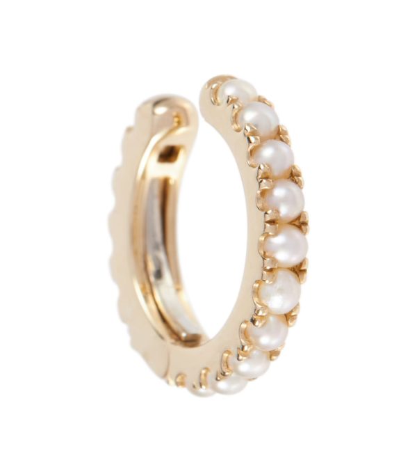 Pearl Eternity 14kt gold single ear cuff