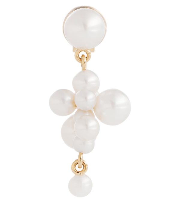 Petite Cellie 14kt gold single earring with pearls