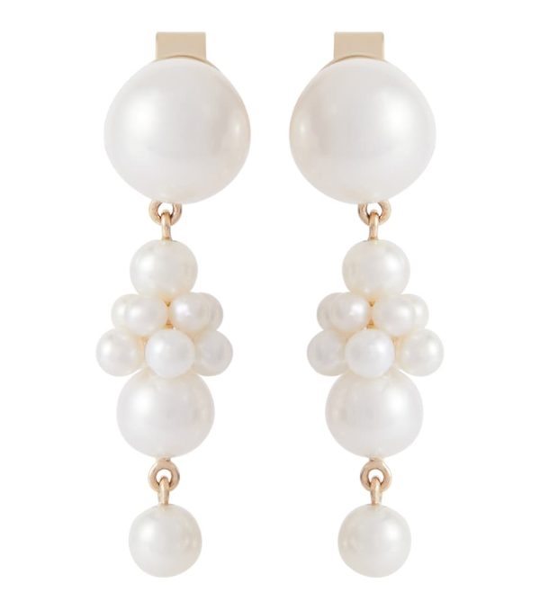 Petite Tulip 14kt yellow gold earrings with pearls