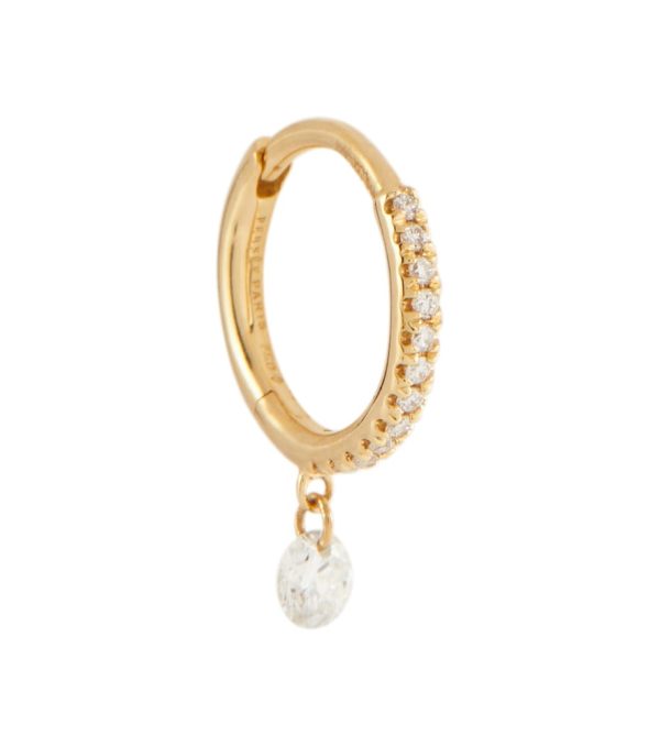 Piercing 18kt gold single earring with diamonds