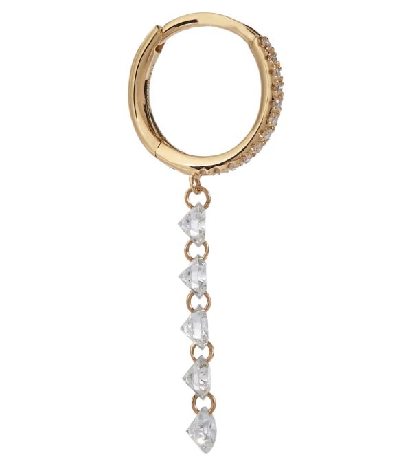 Piercing 18kt gold single earring with diamonds