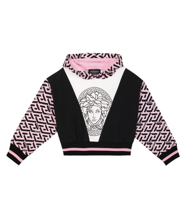 Printed cotton jersey hoodie
