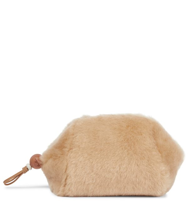 Puffy Pouch shearling clutch