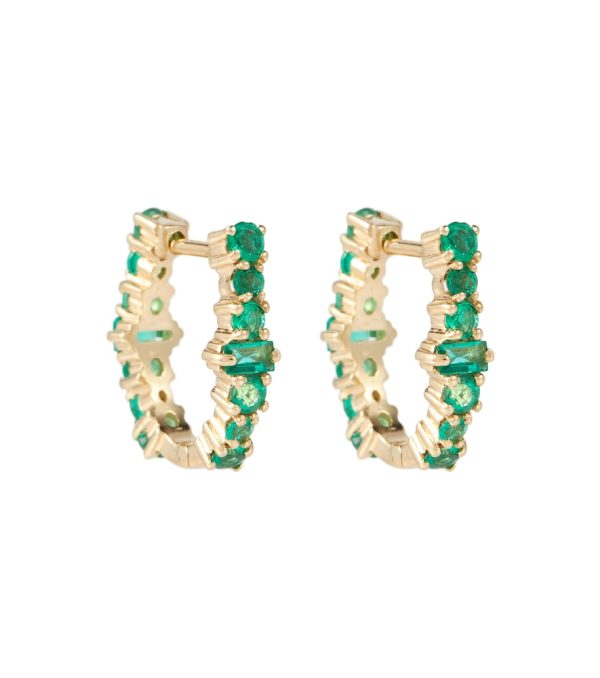 Rivulet 18kt gold hoop earrings with emeralds