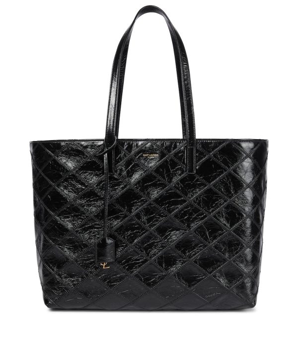 Shopping E/W quilted leather tote