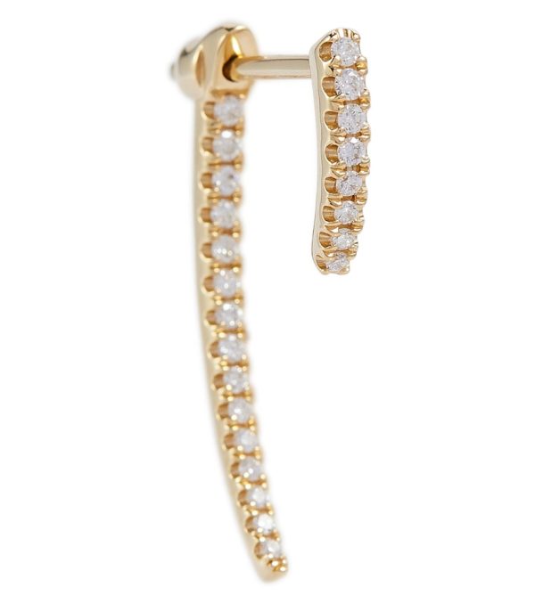 Short Talon Threaded Stud 18kt gold single earring with diamonds