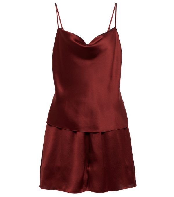 Silk satin camisole and shorts set