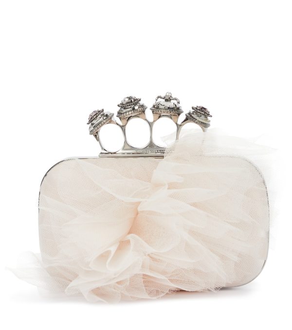 Spider four ring silk tulle clutch