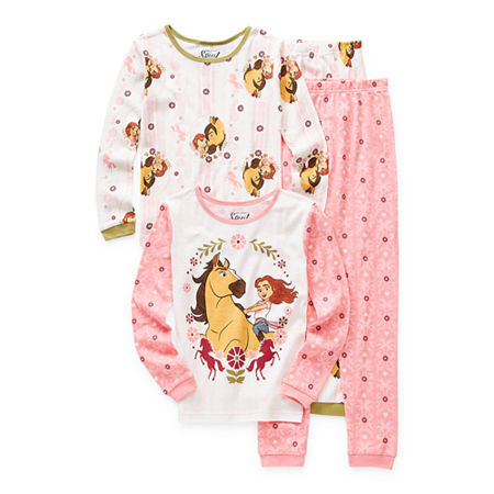 Spirit Little & Big Girls 4-pc. Pant Pajama Set, 4 , Pink