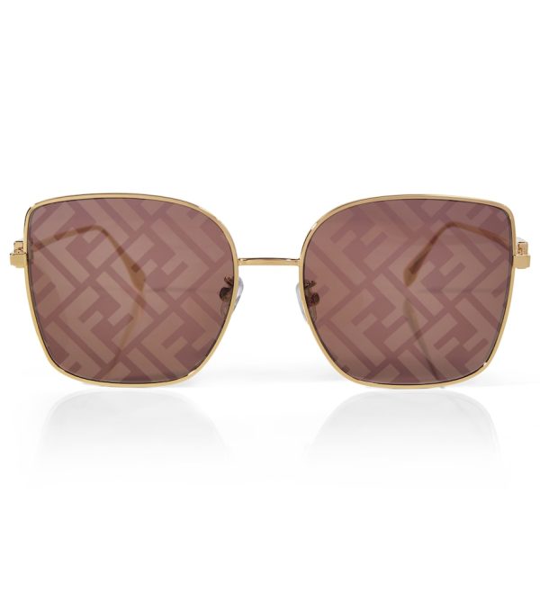 Square-frame Baguette metal sunglasses