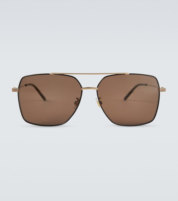 Square-frame metal sunglasses