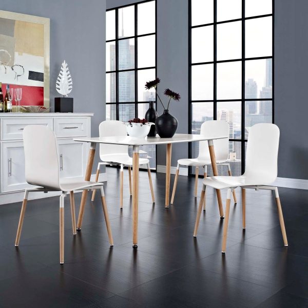 Stack Dining Chairs and Table Wood Set of 5