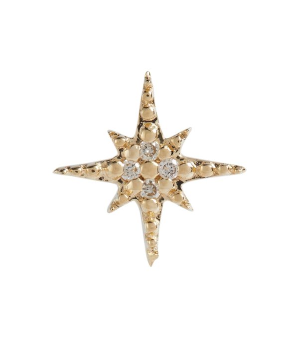 Starbust 14kt yellow gold stud earring with diamonds