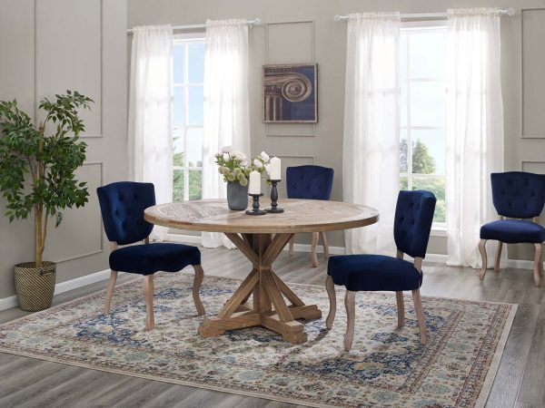 Stitch 59" Round Pine Wood Dining Table