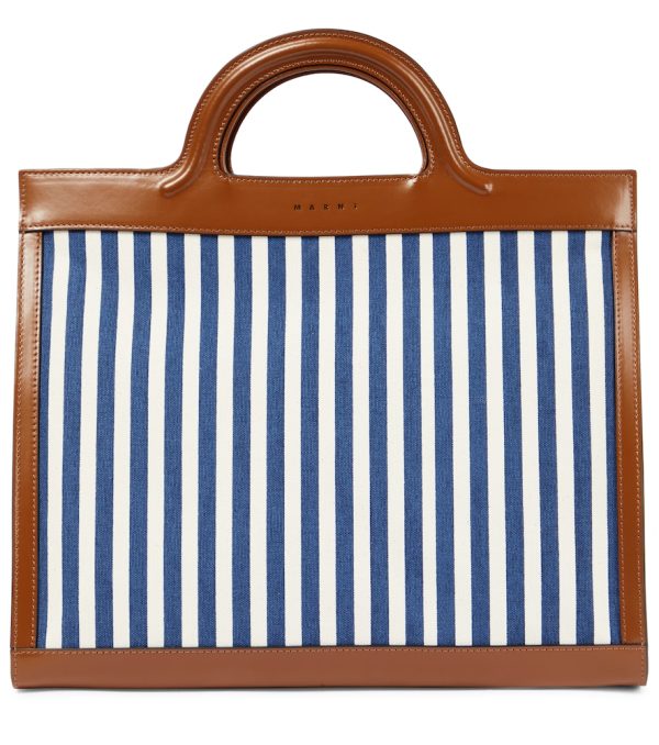 Stripes Medium leather-trimmed tote