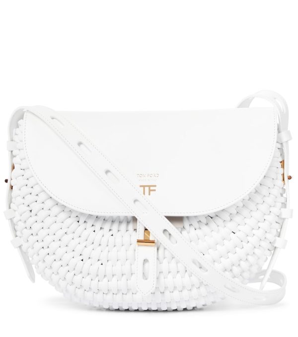 T Twist woven leather crossbody bag