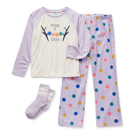 Thereabouts Little & Big Girls 2-pc. Pant Pajama Set, Medium (10-12) , Purple