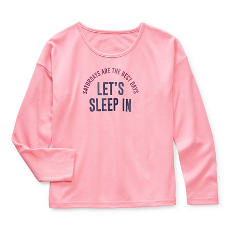 Thereabouts Little & Big Girls Long Sleeve Crew Neck Pajama Top, Large (14) , Pink