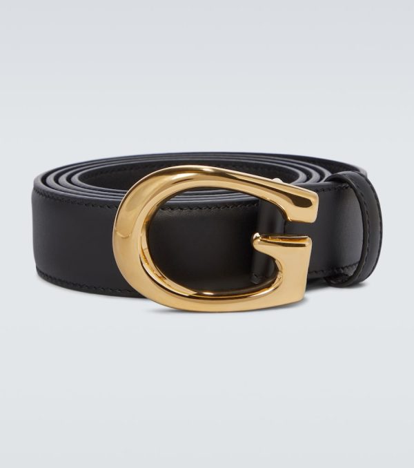 Thin G buckle leather belt
