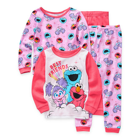 Toddler Girls 4-pc. Sesame Street Pant Pajama Set, 2t , Pink