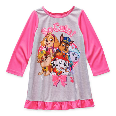 Toddler Girls Paw Patrol Long Sleeve Round Neck Nightgown, 2t , Pink