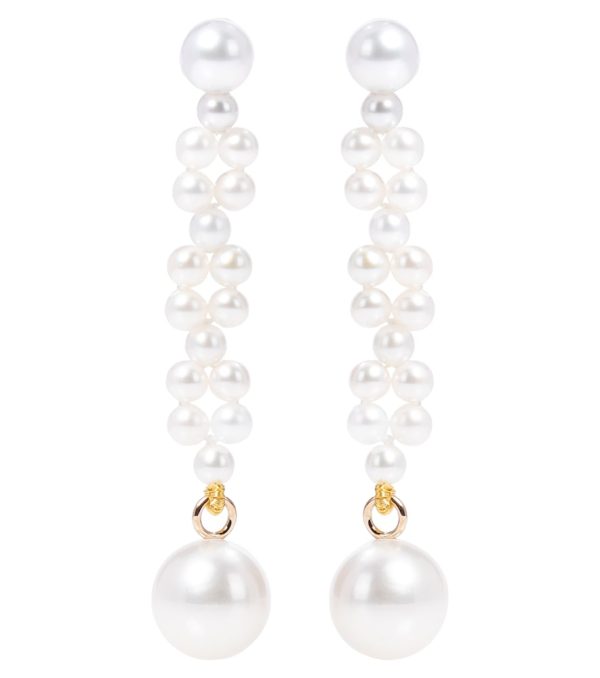 Tressé 14kt gold earrings with pearls