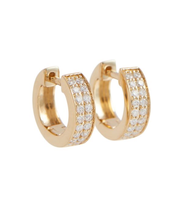 Two Row 14kt gold huggie earrings with diamonds