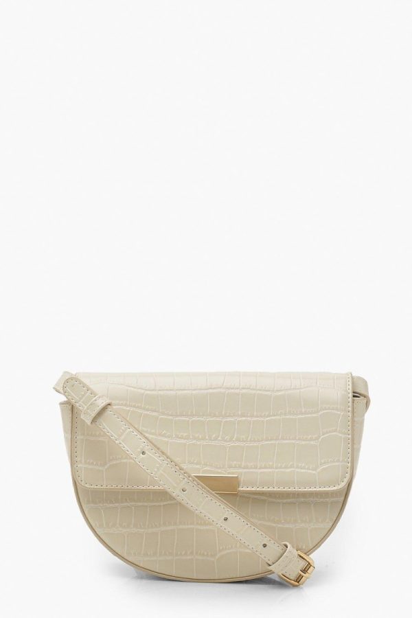 Womens Croc Pu Saddle Cross Body - White - One Size, White